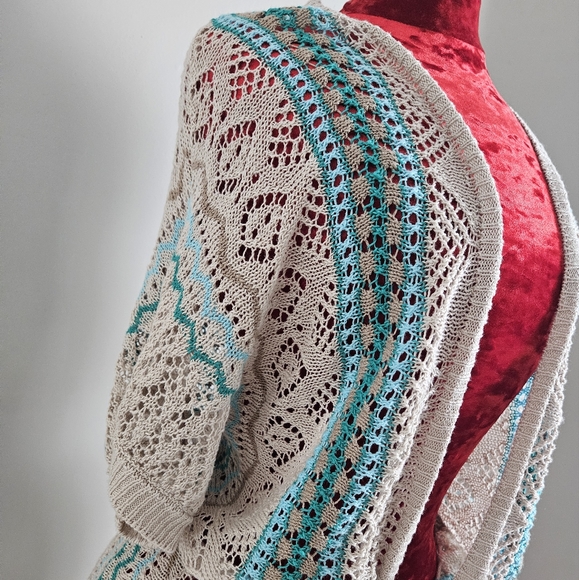 Chico's Knitted Long Cardigan with Fringe - Picture 3 of 5